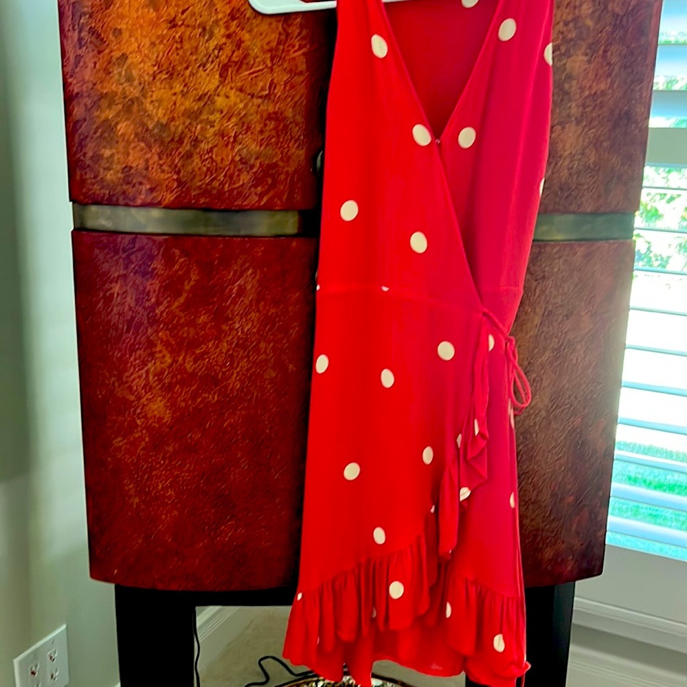 Rails silk sumner dress red/white polka dots